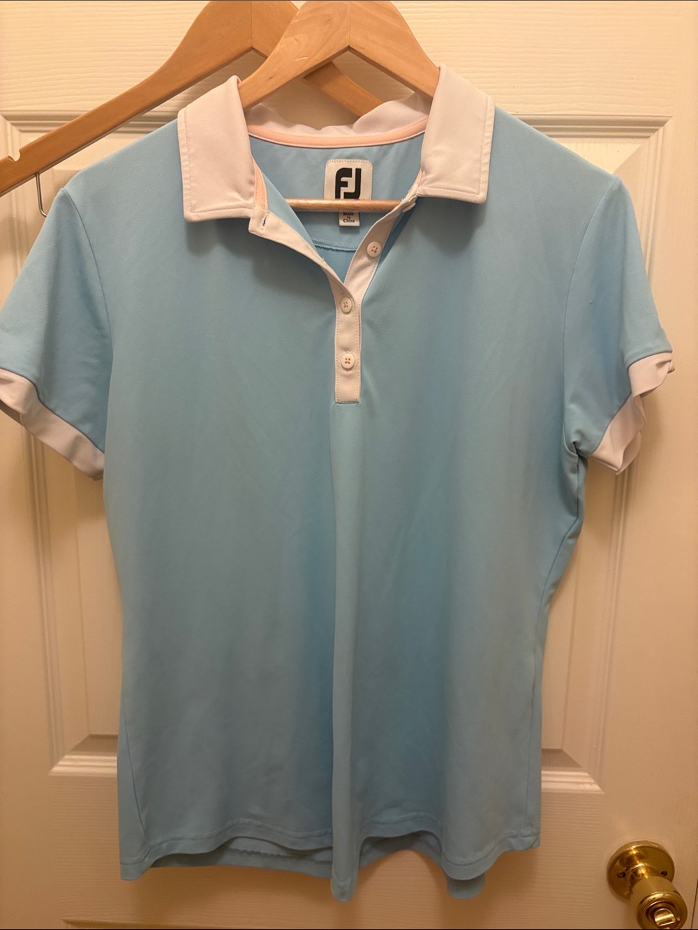 FootJoy Light Blue Polo with White Collar and Trim A048